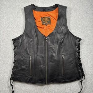 Milwaukee Leather Black Sturgis Bike Rally Motorcycle Womens Vest XXL‎